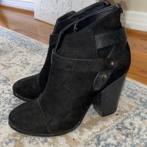 Forever 21 black booties with strap on the side